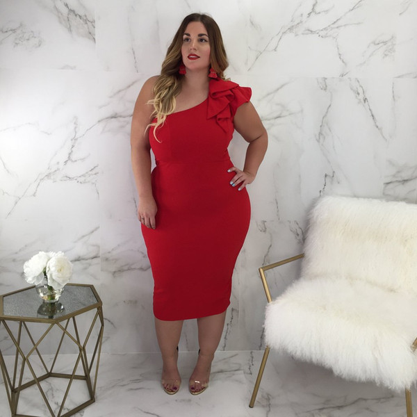 Maikun New Brand Dress for Women Sexy Irregular Dress Lotus Leaf Single Shoulder Sleeveless Banquet Dress