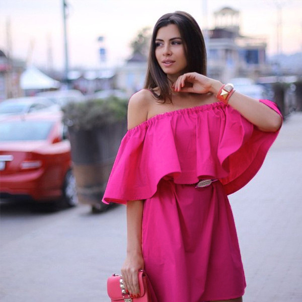Maikun New Brand Ruffles slash neck women dress Summer style off shoulder sexy dresses vestidos White tube beach dress cotton