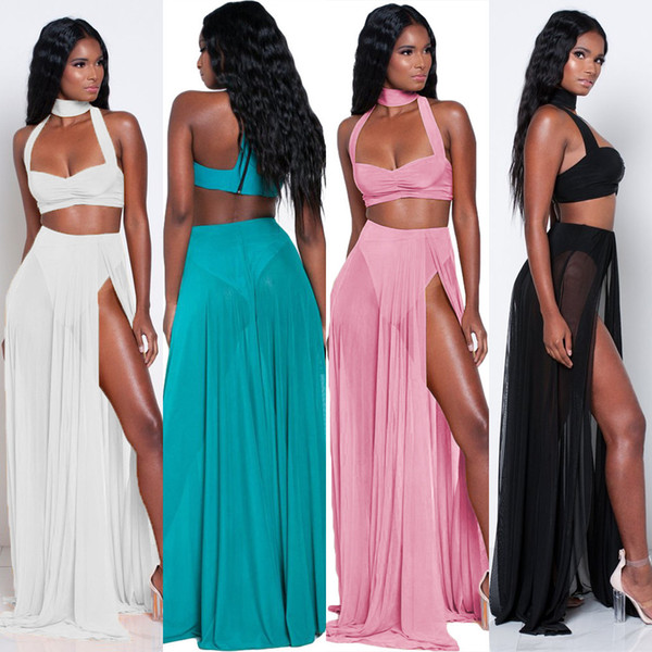 Maikun New Brand Plus Size Chiffon Pleated Skirt Sexy Beach Long Skirt Suit for Women 4 Colors 4 Sizes