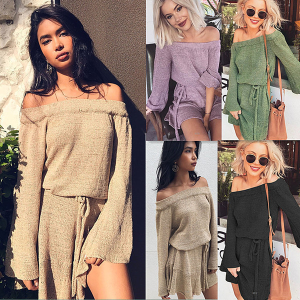 Maikun Brand New Fashion Sexy Off Shoulder Thick Sweater Dress for Women 3 Colors 4 Sizes