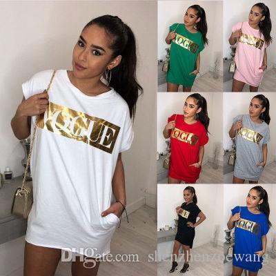 3XL Casual Home Clothes Comfortable Pencil Skirt Summer Words Gold Vogue Printing T-Shirt Tops DHL