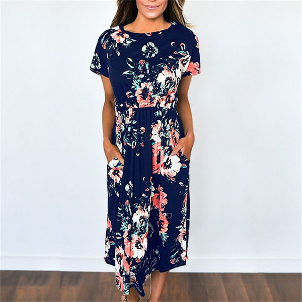 Spring And Summer Long Sleeve Flexible Waist Flower Printed Dresses And Skirts Fashion Female Style Popular Trend High Quality jooyoo