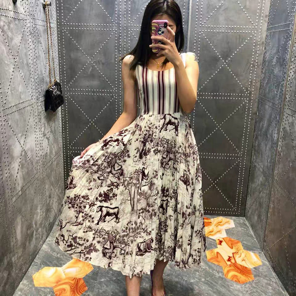 Brand Women Floral Printed Dresses Autumn New Fashion Elegant O-neck Sleeveless Dress Ladies Casual Vintage Midi Dress Party