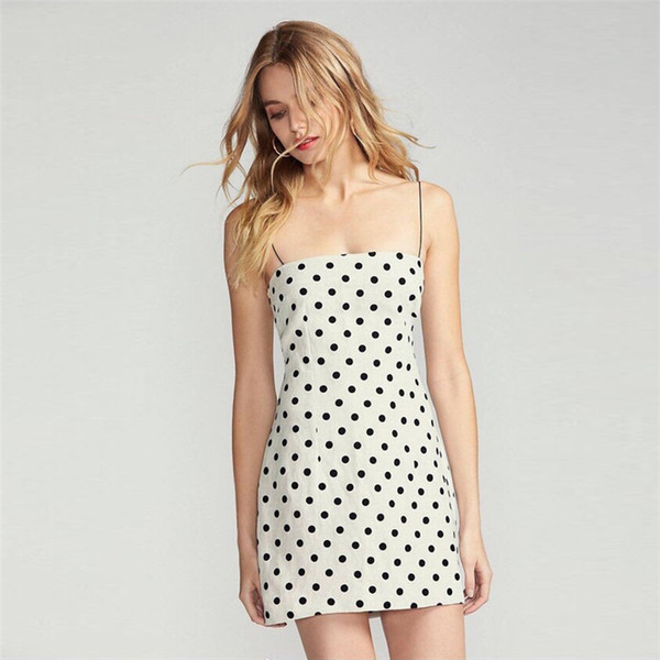 Summer Brand Designer Sexy Dresses Women Elegant Casual Polka Dot Mini Dress Strap Sleeveless Vestidos