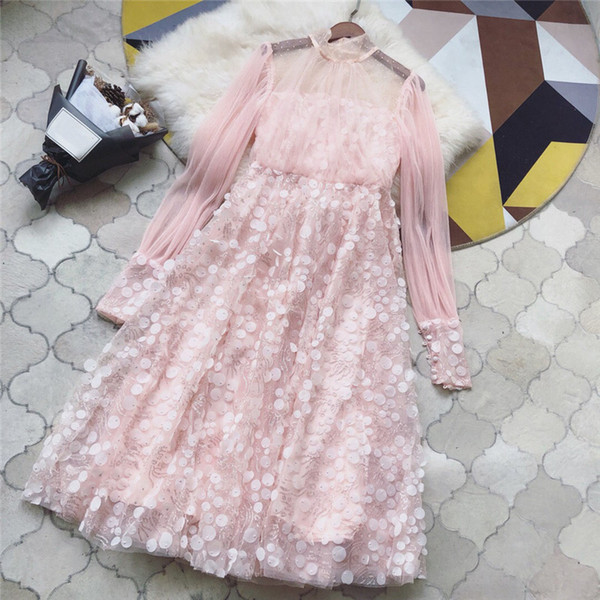 Sequins Dress Women Fashion High Runway Designer Spring Mesh Dreses Ladies Casual Knee Length Dress Sexy