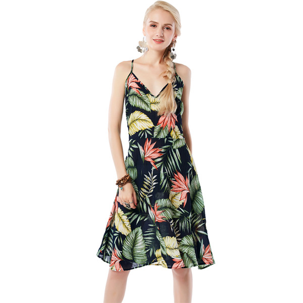 Beauty Garden Women Top Dress New Fashion Floral Print Top Dress Sleeveless Sexy Womanly Summmer A-line Dress