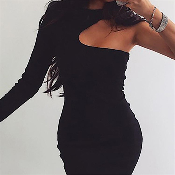 Wholesale Irregular Sleeve Bodycon Elegant Party Dresses Vestidos Fashion Dresses Crew Neck Sexy Women Clothing Kaki Green Black 3 Colors