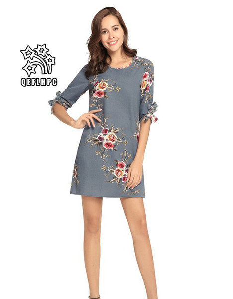 Women's clothes Dress Summer Sexy beach chiffon dress Thin Polyester material Casual Dresses chambray Longuette Scoop Neck A1572