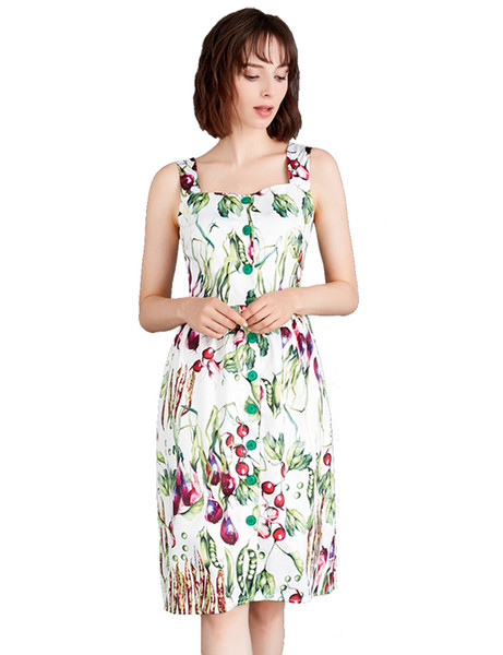 Floral Flower Print Women A-Line Dress Square Collar Sleeveless Casual Dresses 07K805