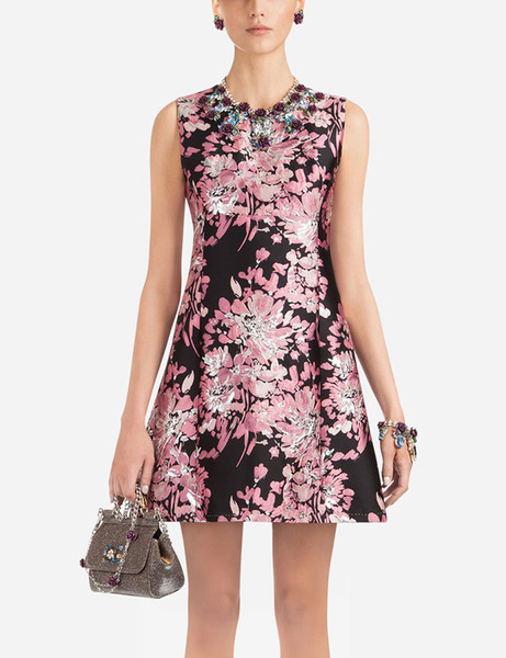 Floral Flower Print Women A-Line Dress Sleeveless Dresses 08K814