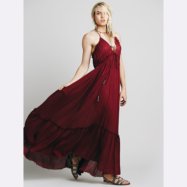 Robe Maxi Dress Shoulder Ankle-length Special Offer Limited Vestidos De Fiesta Summer Backless Dress Charm Women V-neck