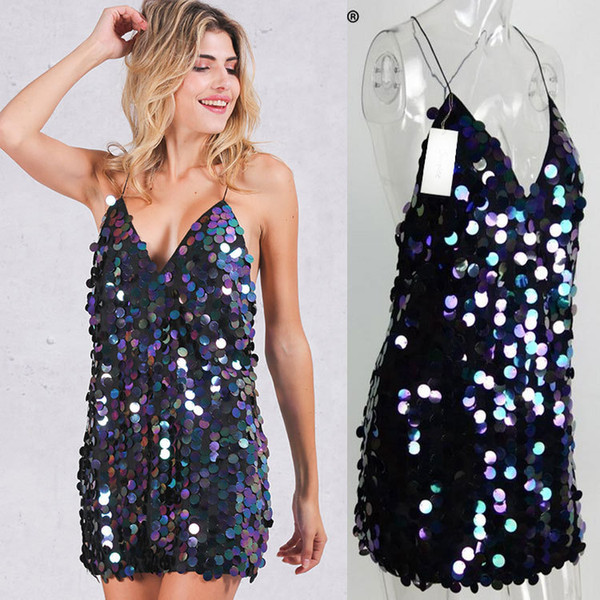 Vestidos De Fiesta Dress Robe Hot Sale A-line Autumn Long Plus Size Europe Fall Deep V Sexy Backless Nightclub Sequined Female