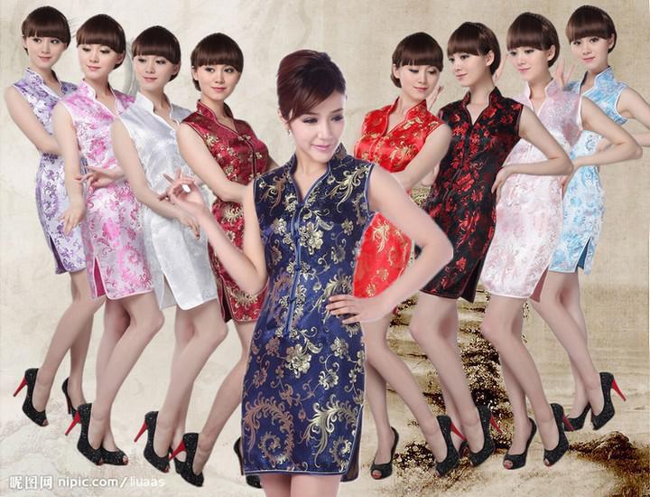 Shanghai Story Oriental Dress Short cheongsam SleevelesV collar Sexy Qipao Cheongsam Dress Chinese traditional dress party dresses 9 color