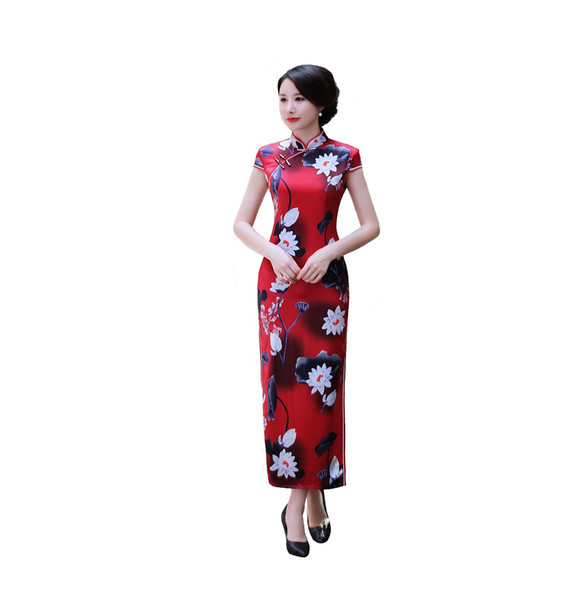 Shanghai Story 2022New Cheongsam Short Sleeve High Split Long Qipao Dress vintage chinese Oriental dress