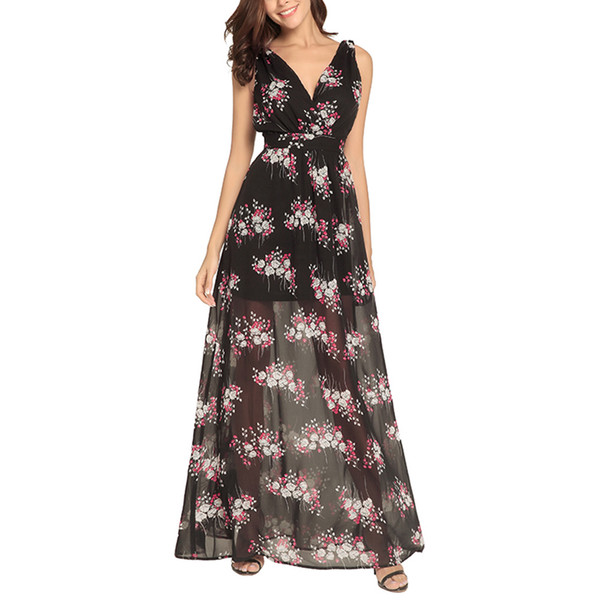 BOFUTE New European American women printing Chiffon Dress Bohemia Holiday Long skirt B1581