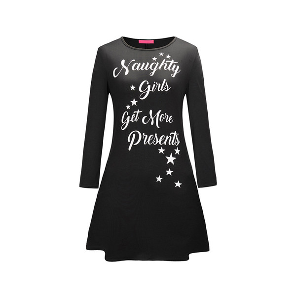 BOFUTE New Europe America Women's Clothing O-Neck Printing Skirt Christmas Clothing Long Sleeve Dress 1255