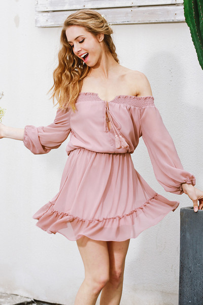 New Fashion Solid Pink Sexy Casual Loose Dresses Women Sexy Summer Beach Dress Plus Size S-XL