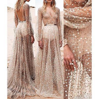 Women Party Dresses Gauze Dresses Shinny Long Style Afternoon Party Floor Length Prom Dress Free Shipping