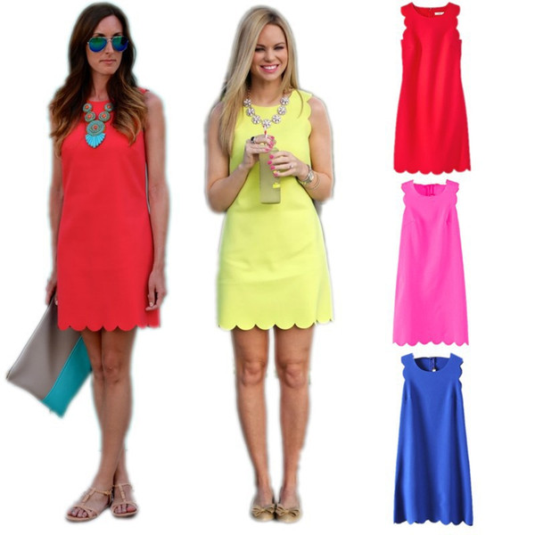 Buyter(TM) Women Summer New Petal Edges Sleeveless Yellow Red Light Blue Rose Plus Size Casual Body cotton Cute Dress