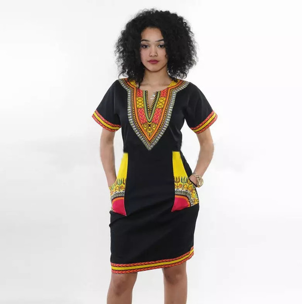 2018 Hot Dashikis African National Costume Ethnic Dashiki Dresses Standard Tight High Elastic Printing Buttocks New Dress Mujer Vestidos