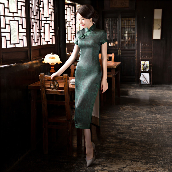 Shanghai Story Ladies's Dress Long Chinese traditional dress Summer Cheongsam Long qipao for women Oriental Dress