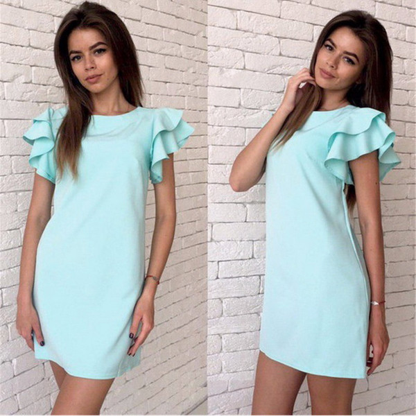 Women Fashion Petal sleeves Dresses for womens plus size clothing loose fit bodycon casual ladies dresses ladies club dresses GZQZ4 RF