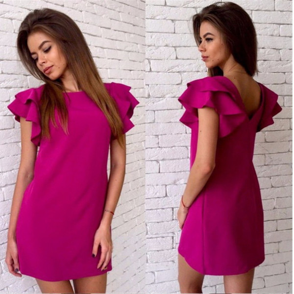 wholesale Women Fashion Petal sleeves Dresses for womens plus size clothing loose fit bodycon casual dresses ladies club dresses GZQZ4 F