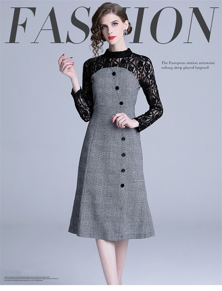 2019 Pydownlake Women Brief Formal Party Dresses for women Vintage Plaid Lace Banquet Evening 2019 Elegant Mermaid Dresses