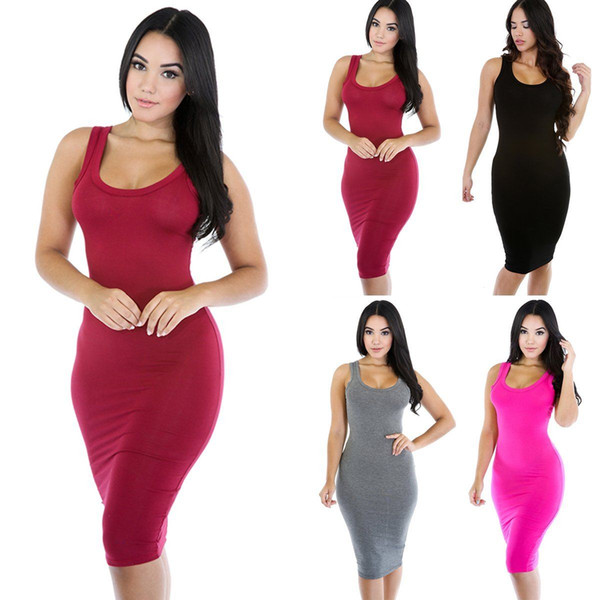 Sexy Sleeveless Bodycon Dress Backless Sling Bandage Casual Dresses Women Solid Colors Bodycon party Evening Elegant Dress CL154