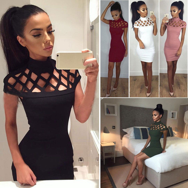 2018 Summer Sexy Women's Bandage Bodycon Dresses Sleeveless Evening Party Dress Cocktail Cotton Blend Short Mini Dress CL142