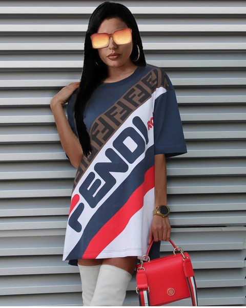 Women FF Letter Printed Dress Mini Summer Female Designer Dresses Crew Neck Causal Cool Dress