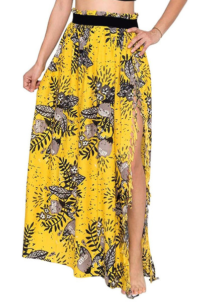 Summer Dress Spring Long skirts womens Summer Casual Women Skirt High Waist streetwear Beach Bohemia faldas mujer moda 2019