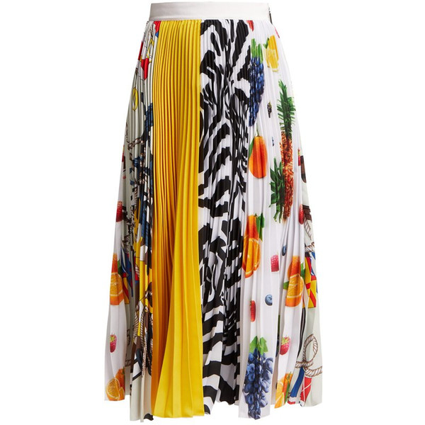 2019 Stunning Designing Elegant Streetwear Fresh Fruit Printing Cute Summer Fashion Pleated Skirt