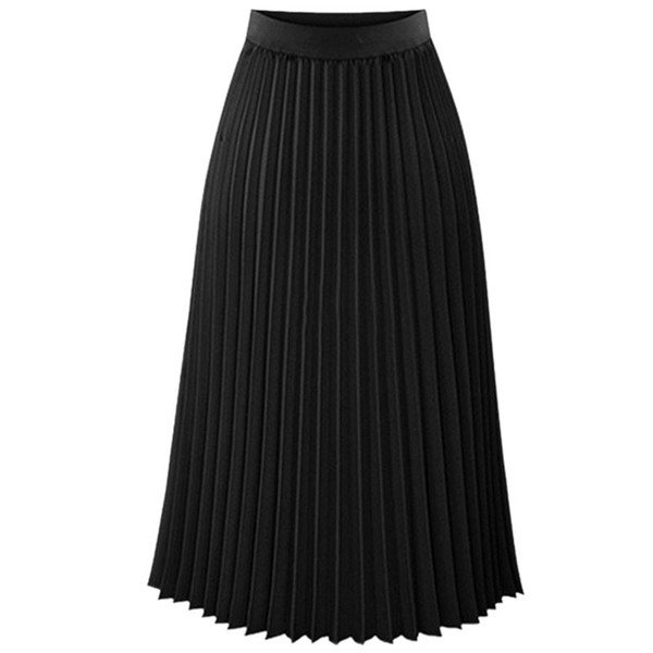 Women Spring Summer Chiffon Casual Skirt Pleated Department Slim Mid-Calf Skirt