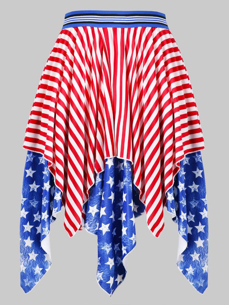 Kenancy American Flag Print Midi Skirt