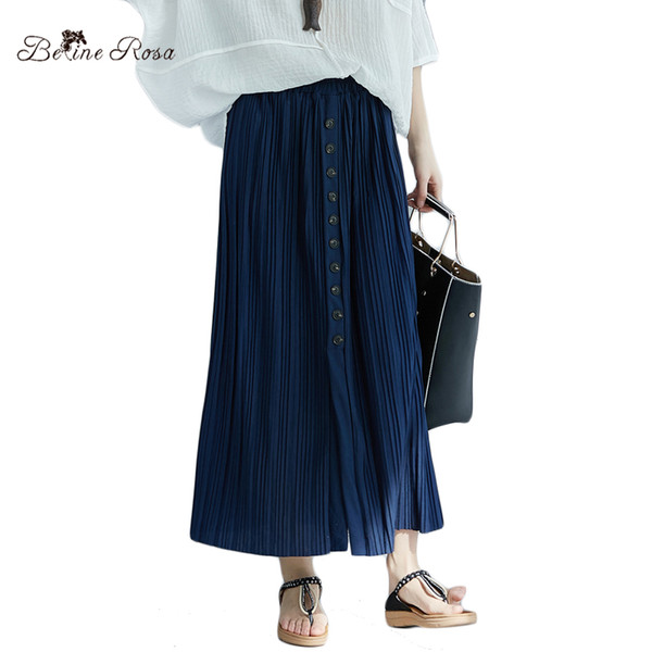 BelineRosa Vintage Pleated Skirts Women England Style High Waist Women's Skirt One Size Pure Color Ladies Skirts AFBL0004