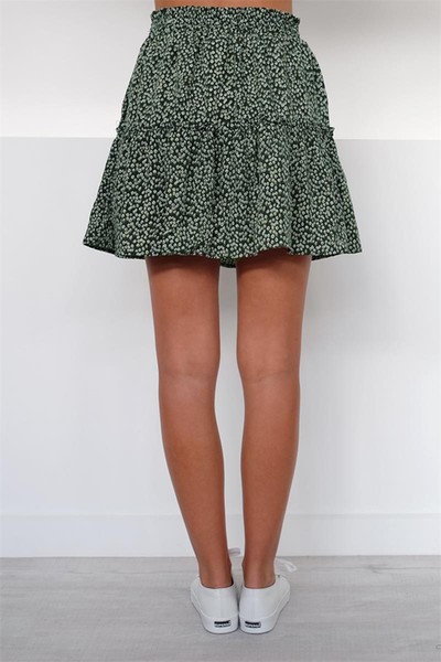 New Summer Lady Woman Fashion Print Skirt Lady's Half Skirts Floral Pleated Skirt 8321 S-XL