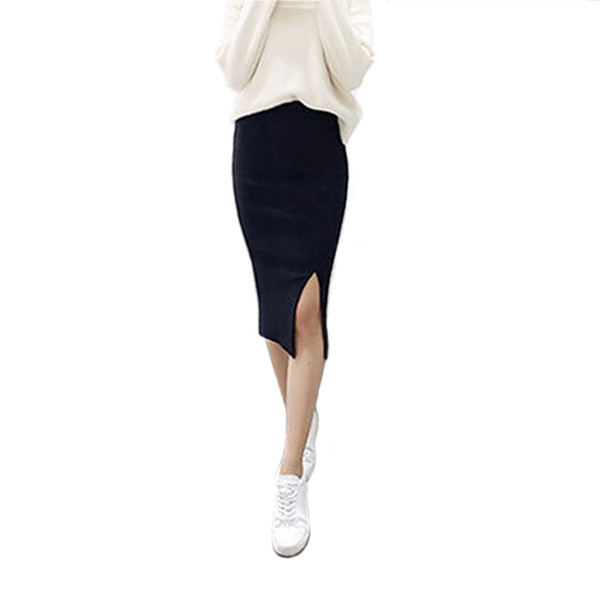 New Spring Summer Women Bodycon Skirts Both Sides Split Sexy Ladies Skirts Female Casual Pencil 6 Colors KH839187