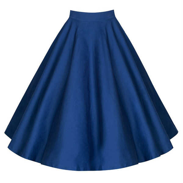 new solid color big swing high waist ball gown skirt faldas jupe women casual retro midi skirt cotton tutu skirts