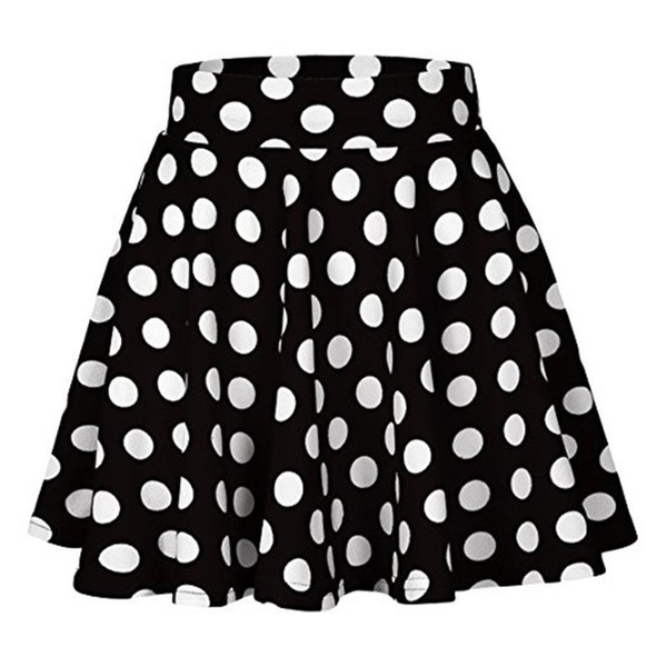 Women High Waist Skrt Summer Floral Print Polka Dot Ladies Summer Skirts Skater Vintage A-Line Skirt WS8541W
