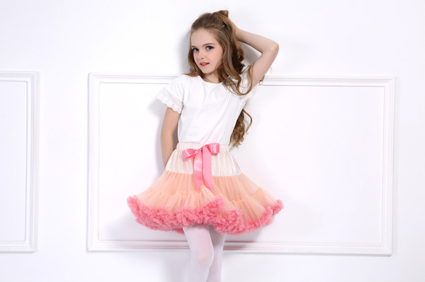 Buenos Ninos Girls Fluffy 2-18 Years Chiffon Pettiskirt Solid Colors tutu skirts girl Dance Skirt Christmas Tulle Petticoat