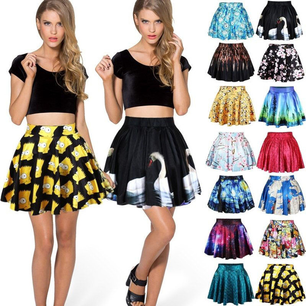 3D print skirt Summer Women Skirt skirt nightclub skirt leaves printed Women Girls Skirt 10 Colors Mini Dress