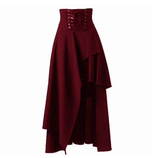 Party Bandage Empire Vintage Skirts Gothic Steampunk Skirt Elegant Princess Pleated Swing Asymmetrical 2018 Skirt Solid Costume