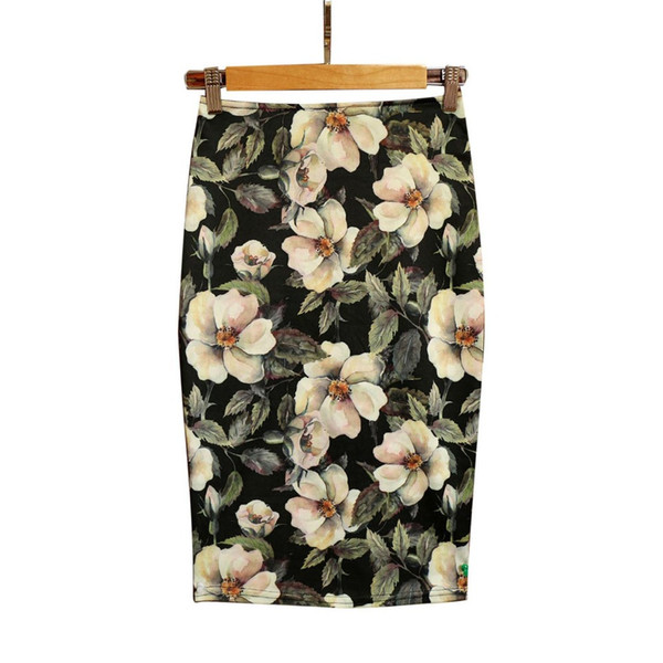 Women Skirts 20 Colors Print Flowers Pencil Skirt Summer Casual Skirts Fashion Plus Size Faldas Mujer Moda Jupe