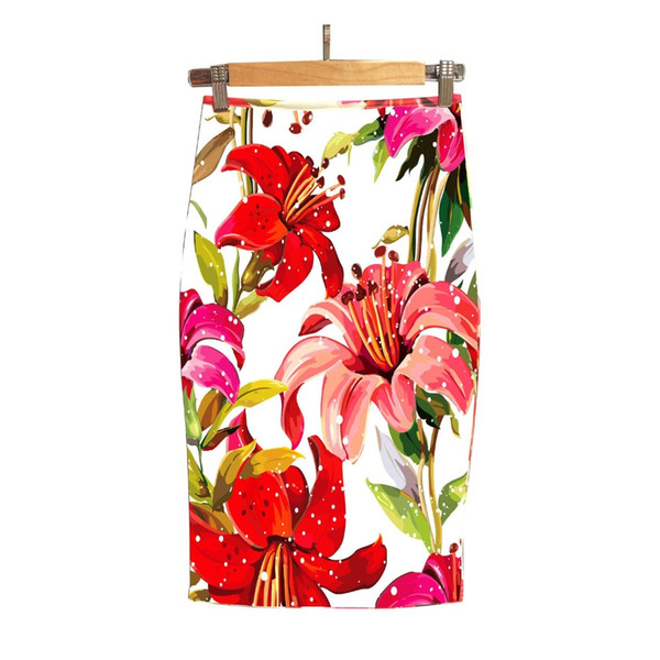 Fashion Women Skirts Print Pencil Skirt Plus Size Jupe Femme Faldas Mujer Moda Stretchy Skirts