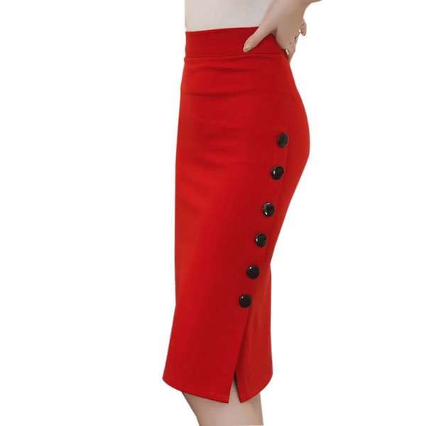 Wholesale- oioninos Sexy Women Skirts Plain Bodycon Pencil High Waisted Ladies Stretch Skirt S-5XL