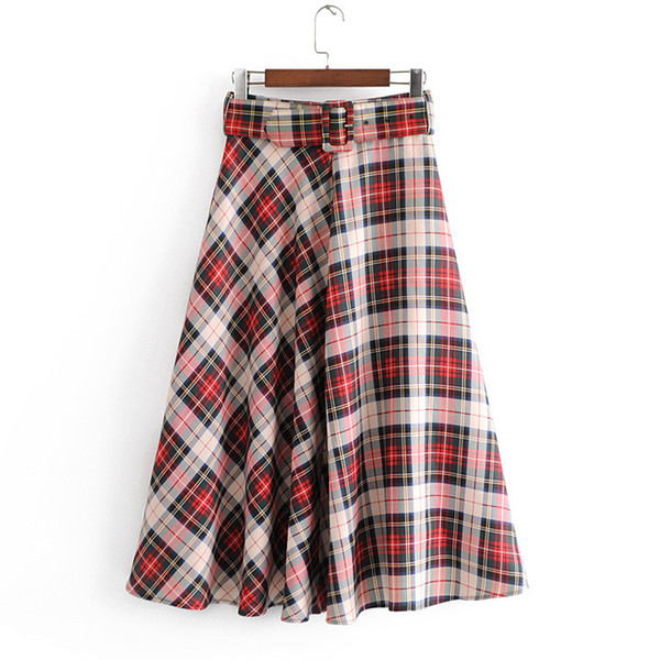 Autumn winter red plaid trumpet A-Line women skirts Plus Size Female Vintage Skirts Jupe Femme Faldas Mujer