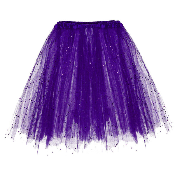 Skirts Woman Fashion 2019s Paillette Elastic 3 Layered faldas mujer moda Short Skirt Adult Tutu Dancing Girl faldas Mini Skirt