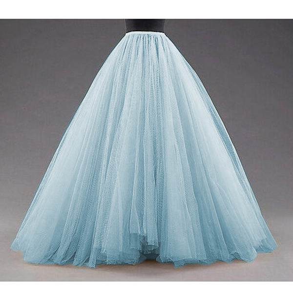 Sky Blue Puffy Long Tulle Skirts Women Vintage Gold Female Tutu Skirt For Bridal Photoshoots Custom Made Christmas Saias