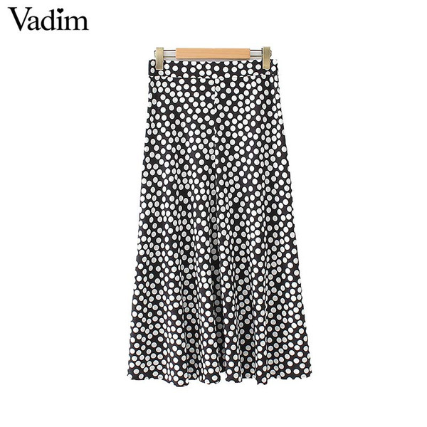 Vadim women stylish polka dots maxi skirt faldas mujer side zipper female casual chic ankle length A line skirts BA540